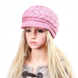 Women Ladies Beret Knitted Beanie Crochet Caps Braided Baggy All-match Stewardess Hat