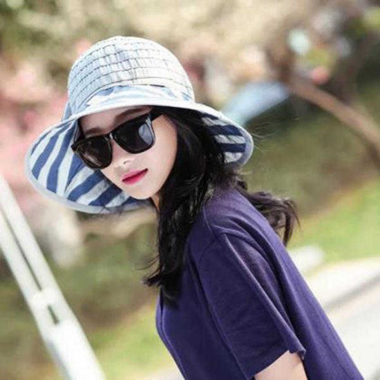 Women Ladies Bow-knot Wide Brim Beach Sun Hat Summer Outdoor Travel Anti-UV Visor Bucket Hat