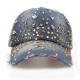 Women Ladies Casual Outdoor Sport Hat Bling Spot Drill Cowboy Baseball Peaked Cap