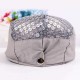 Women Ladies Cotton Flickering Sequin Embroidery Cap Metal Button Beret Hat