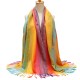 Women Ladies Cotton Mixed Color Feather Printed Tassel Scarves Colorful Stole Shawl Wrap Scarf