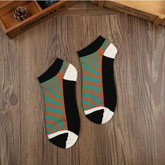 Women Ladies Cotton Stripe Ankle Socks Patchwork Striped Comfortable Boat Socks