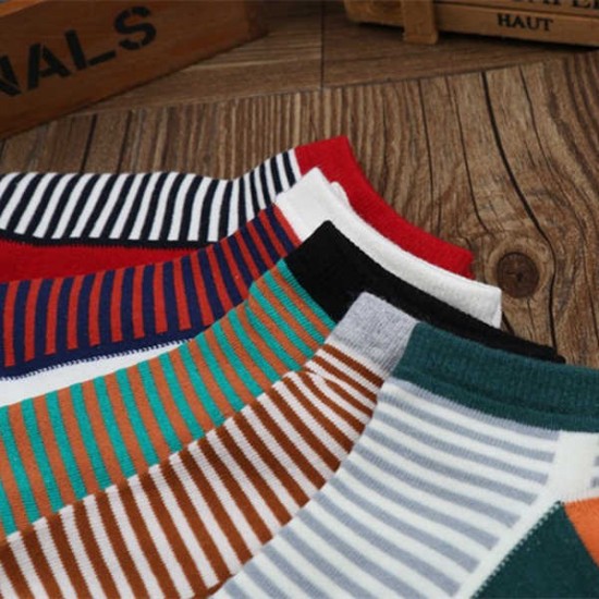 Women Ladies Cotton Stripe Ankle Socks Patchwork Striped Comfortable Boat Socks