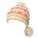 Women Ladies Crochet Knitted Big Ball Mixed Color Ear Muff Beanie Cap Earflap Winter Hat