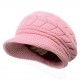 Women Ladies Crochet Knitted Cotton Blend Beret Hat Soft Warm Plush Linen Ski Baseball Cap