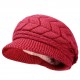 Women Ladies Crochet Knitted Cotton Blend Beret Hat Soft Warm Plush Linen Ski Baseball Cap