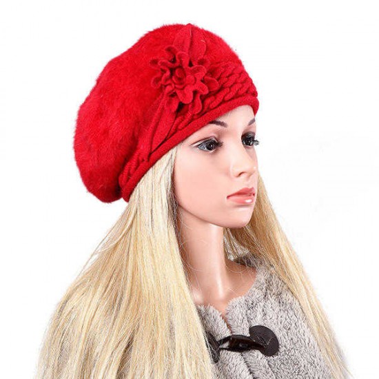 Women Ladies Faux Rabbit Fur Knitted Crochet Beanie Cap Knitting Elastic Baggy Hat