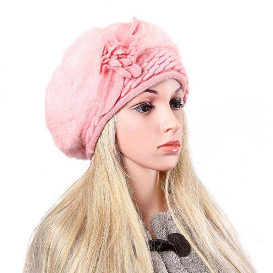 Women Ladies Faux Rabbit Fur Knitted Crochet Beanie Cap Knitting Elastic Baggy Hat