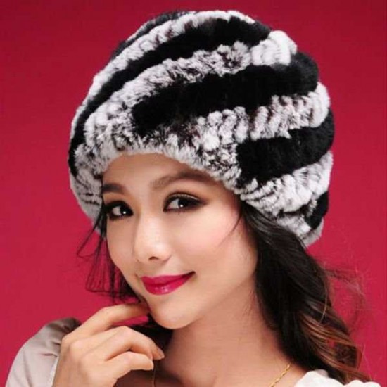 Women Ladies Femal Rabbit Fur Screw Knitted Hats Mix Colors Caps