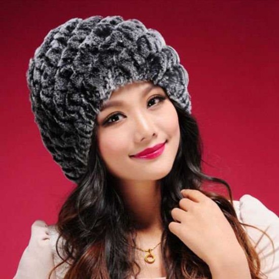 Women Ladies Femal Rabbit Fur Screw Knitted Hats Mix Colors Caps