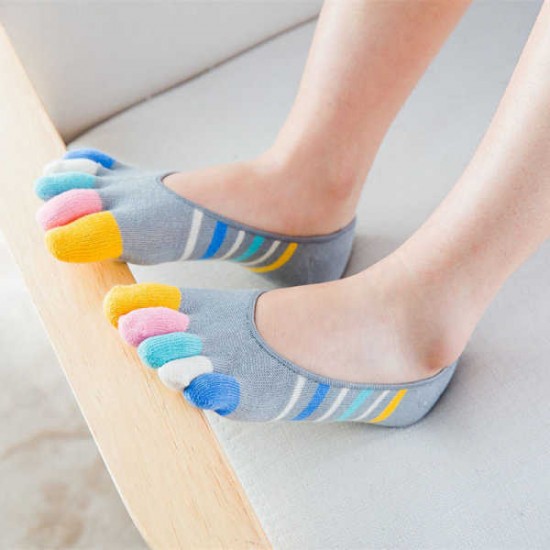 Women Ladies Five-toes Colorful Boat Sock Breathable Anti Skid Invisibility Socks Comfortable