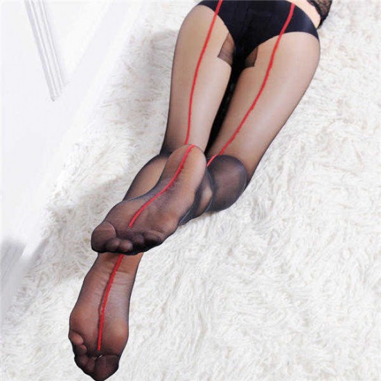 Women Ladies Girls Black Sexy Back Side Line Tattoo Stockings Sock Pantyhose Tights