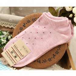 Women Ladies Girls Cotton Polka Dot Soft Candy Color Short Socks