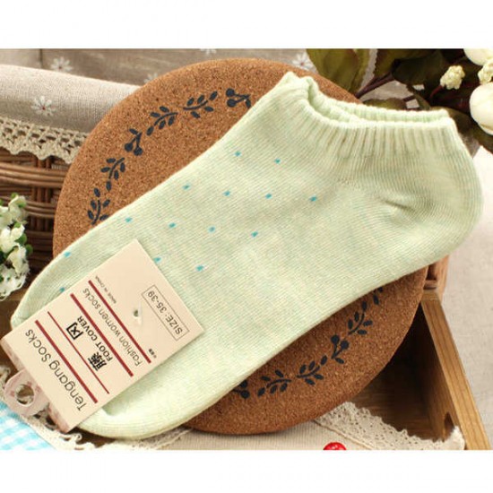 Women Ladies Girls Cotton Polka Dot Soft Candy Color Short Socks