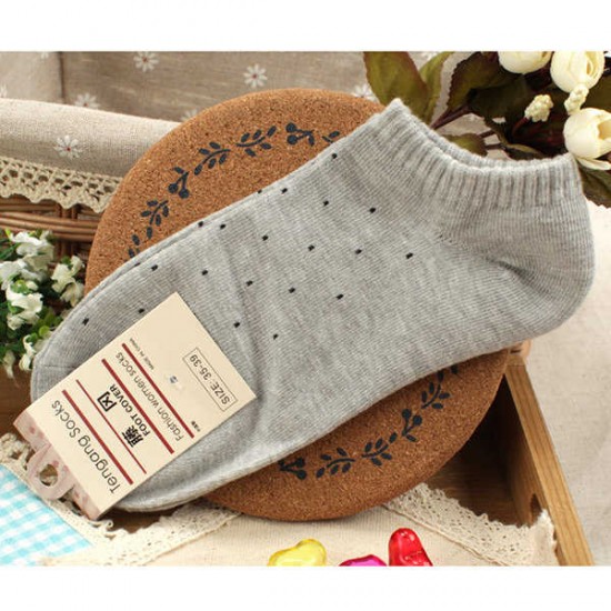 Women Ladies Girls Cotton Polka Dot Soft Candy Color Short Socks