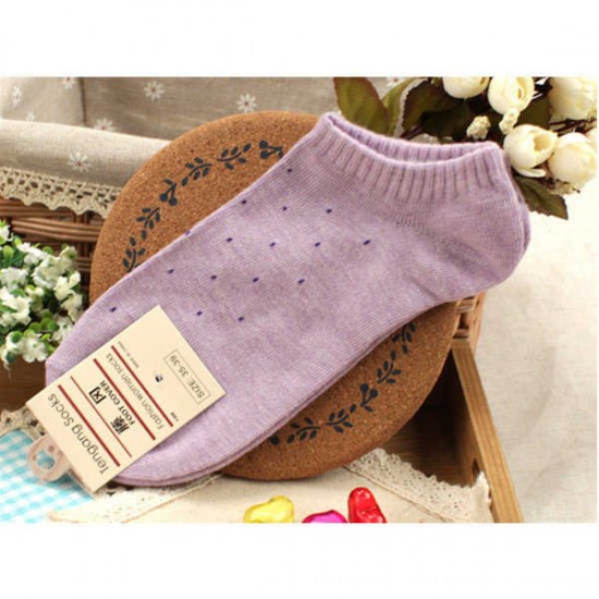 Women Ladies Girls Cotton Polka Dot Soft Candy Color Short Socks