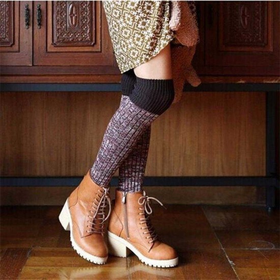 Women Ladies Harajuku Knitting Over Knee Thigh Stockings High Socks Boots Hosiery