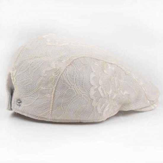 Women Ladies Lace Flower Embroidery Beret Caps Adjustable Outdoor Sunshade Beret Hat