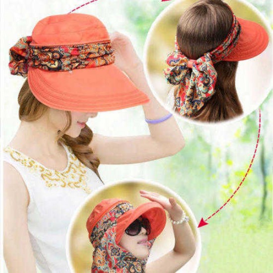 Women Ladies Polyester Sunshade Hat Face Neck Protective Fishing Outdoor Gradening Cap