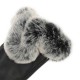 Women Ladies Rabbit Fur Artificial Leather Screen Touch Windproof Gloves Dacron Linen Mittens