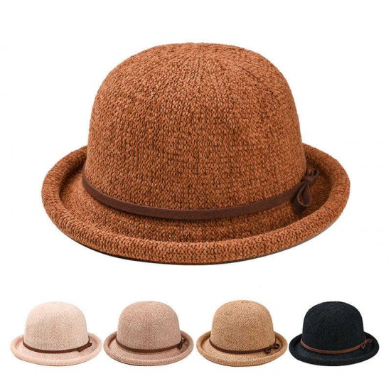 Women Ladies Shaped Dome Knot Chenille Top Hat Vintage Elegant All-Match Basin Cap