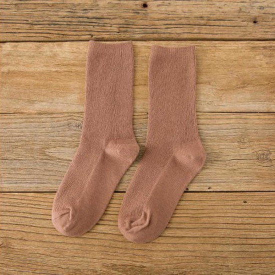 Women Ladies Solid Cotton Middle Socks Casual Soft Breathable Sock