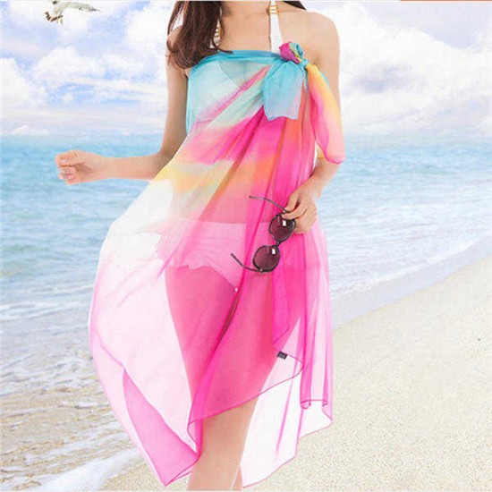 Women Ladies Summer Beach Towel Chiffon Oversized Scarf Sunscreen Towel Shawl Scarves