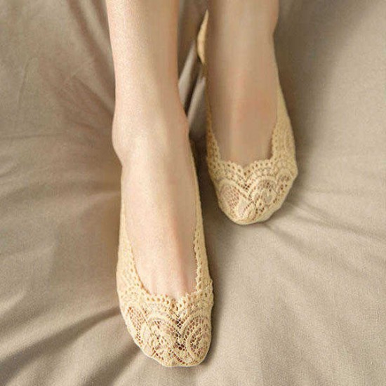 Women Ladies Summer Breathable Lace Invisible Socks Casual Elastic Shallow Low Cut Socks