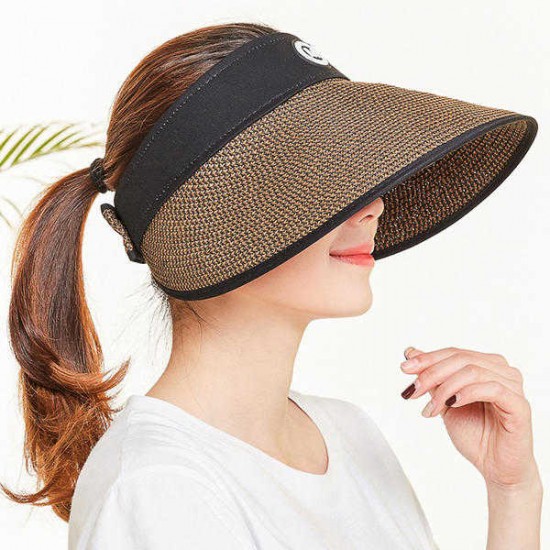 Women Ladies Summer Empty Top Outdoor Flat Hat Casual Match Straw Hat