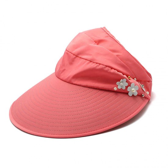 Women Ladies Summer Outdoor Anti-UV Beach Sunscreen Sun Hat Flower Print Caps