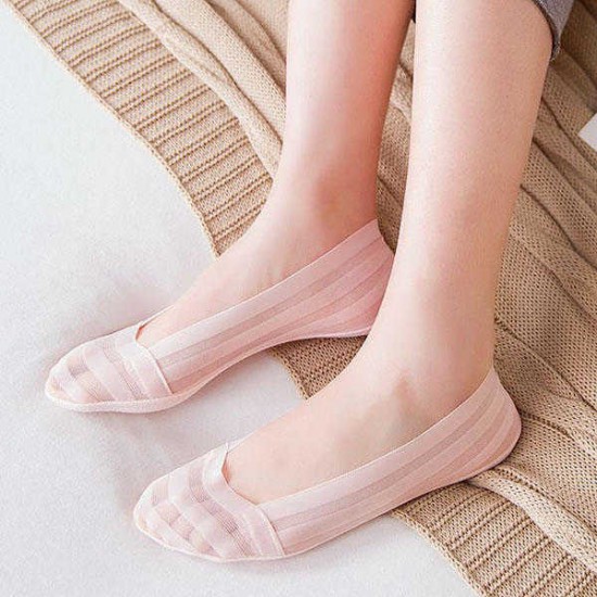 Women Ladies Summer Thin Breathable Boat Socks Casual Non-slip Silicone Invisible Socks