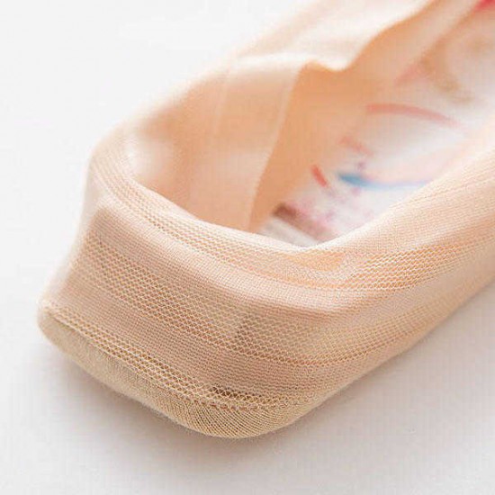 Women Ladies Summer Thin Breathable Boat Socks Casual Non-slip Silicone Invisible Socks