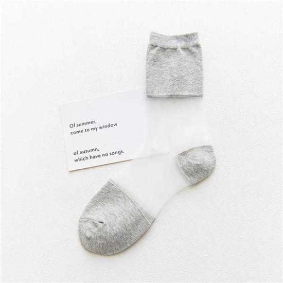 Women Ladies Summer Thin Socks Transparent Breathable Middle Tube Socks