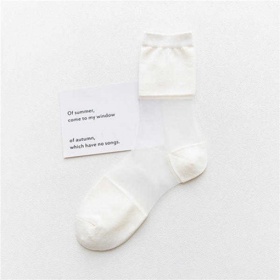 Women Ladies Summer Thin Socks Transparent Breathable Middle Tube Socks