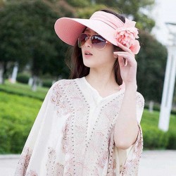 Women Ladies Summer Uv Proof Sun Hat Outdooors Gardening Beach Flower Foldable Visor Hat