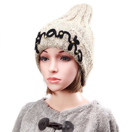 Women Ladies Thicken Knitting Hat Braided Crochet Rivets Winter Warm Ski Beanie Cap