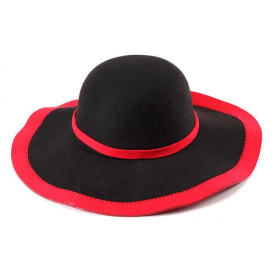 Women Ladies Vintage Wool Felt Flat Wide Brim Top Cap Bow Band Jazz Hat