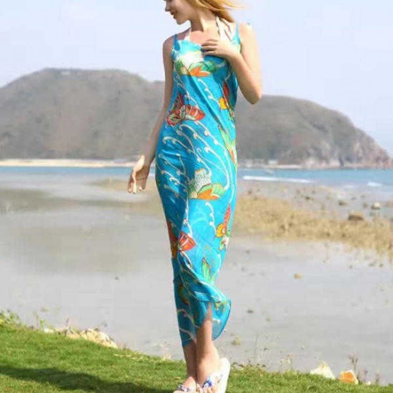 Women Lady Girls Summer Chiffon Floral Print Beach Gowns Long Sun Protaction Shawl Beach Towel