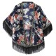 Women Laides Chiffon Flower Printed Tassel Sunscreen Scarf Multifunction Floral Beach Shawls