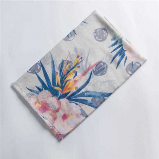 Women Linen Graffiti Wave Point Print Lightweight Scarf Fashion Summer Breathable Shawl