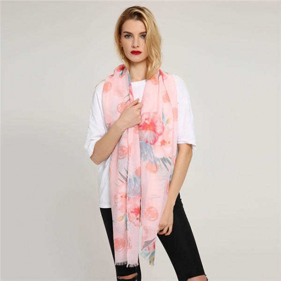 Women Linen Graffiti Wave Point Print Lightweight Scarf Fashion Summer Breathable Shawl