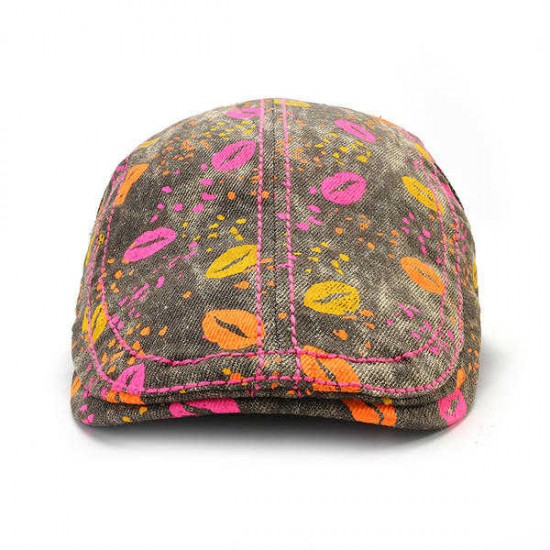 Women Men Cotton Print Beret Peaked Cap Casual Outdoor Windproof Warm Hats Adjustable Casquette Cap