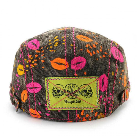 Women Men Cotton Print Beret Peaked Cap Casual Outdoor Windproof Warm Hats Adjustable Casquette Cap