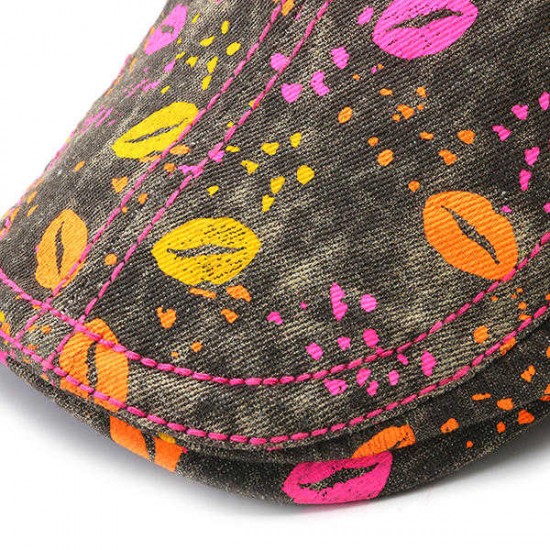 Women Men Cotton Print Beret Peaked Cap Casual Outdoor Windproof Warm Hats Adjustable Casquette Cap