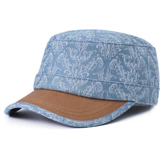 Women Men Cotton Print Sunscreen Flat Hats Outdoor Casual Travle Visor Caps