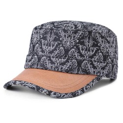 Women Men Cotton Print Sunscreen Flat Hats Outdoor Casual Travle Visor Caps