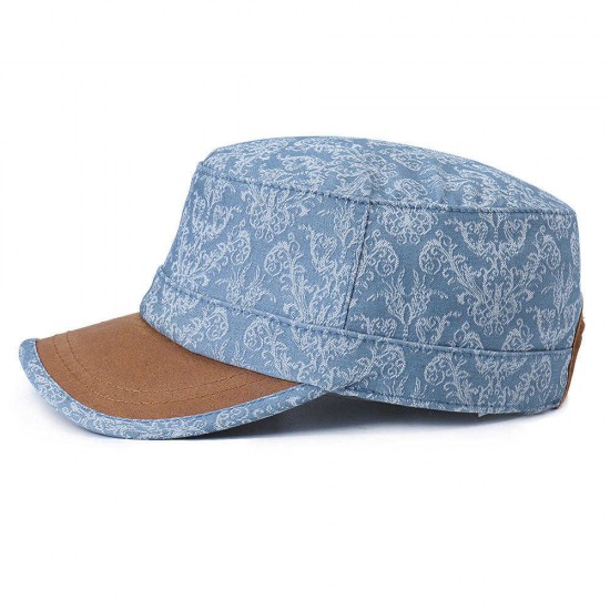 Women Men Cotton Print Sunscreen Flat Hats Outdoor Casual Travle Visor Caps