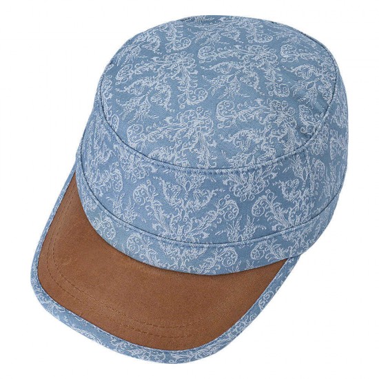 Women Men Cotton Print Sunscreen Flat Hats Outdoor Casual Travle Visor Caps