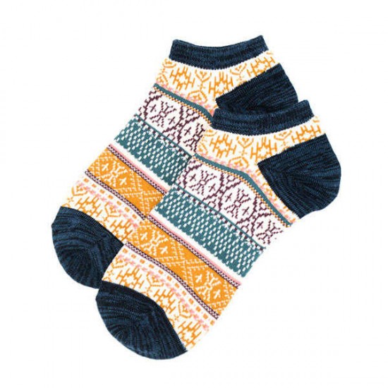 Women Men Ethnic Style Cotton Ankle Socks Casual Elastic Breathable Socks