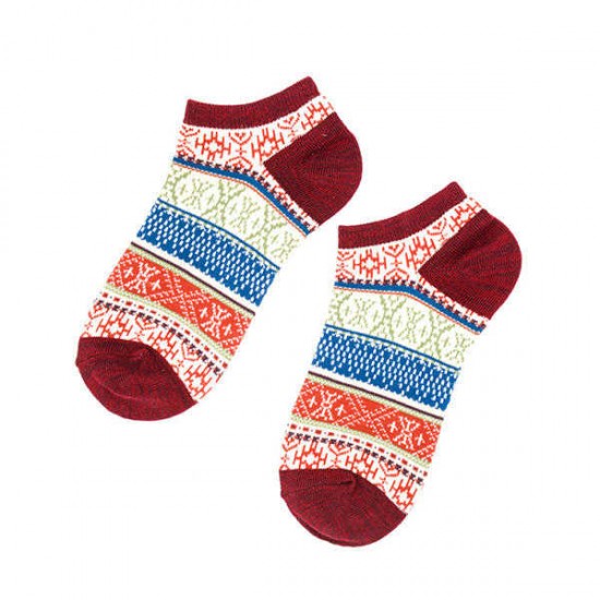 Women Men Ethnic Style Cotton Ankle Socks Casual Elastic Breathable Socks